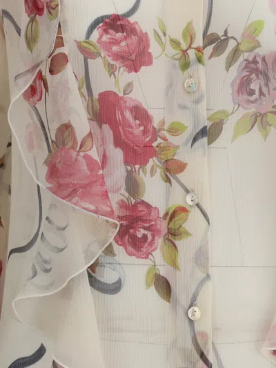 BLUMARINE BLUMARINE WOMEN FLORAL SILK CHIFFON SHIRT