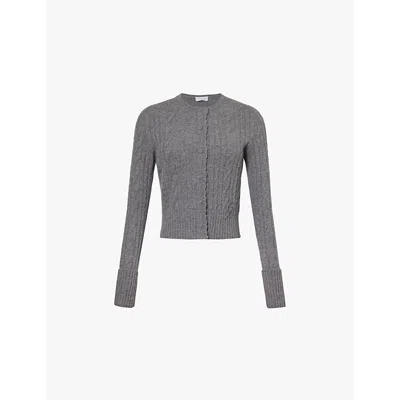 Blumarine Korean Knit Cardigan In Kitten Grey