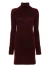 Blumarine Roll-neck Cable-knit Minidress In Pink & Purple