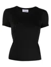 Blumarine Women Logo Ribbed Cotton Cropped T-shirt In Black