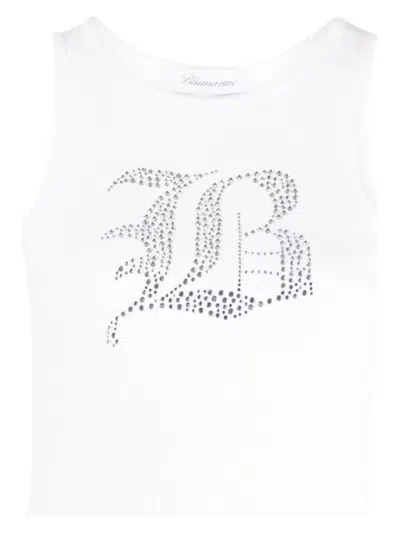 BLUMARINE WOMEN'S LOGO RIBBED COTTON TANK TOP