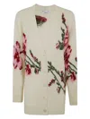Blumarine Off-white Jacquard Roses Cardigan In White