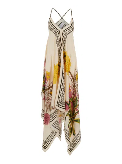 Blumarine Women Multicolor Long Dress With Thin Straps And All-over Floral Print In Twill Woman