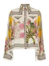 Blumarine Women Multicolor Shirt With All-over Floral Print And Pointed Collar In Viscose Woman In Multi