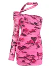Blumarine Rose Print Tech Jersey Mini Dress In Pink