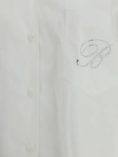 Blumarine Women Shirt With Strassed Logo In Multicolor