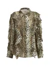 Blumarine Women Silk Chiffon Leopard Shirt In Animal Print