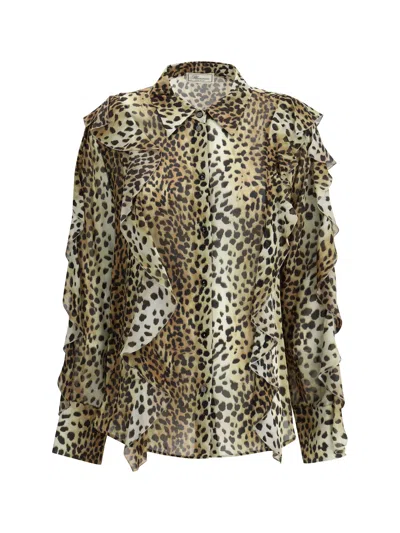 BLUMARINE BLUMARINE WOMEN SILK CHIFFON LEOPARD SHIRT
