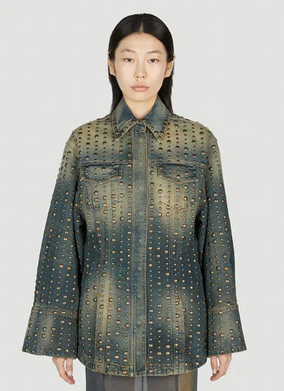 Blumarine Women Studded Denim Jacket In Blue