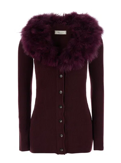 Blumarine Women's Virgin Wool Round-neck Long-sleeve Sweater In Bordeaux