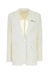 Blumarine Gabardine Blazer With Front Pockets And Notched Lapels In White