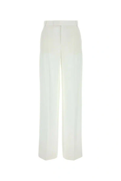 BLUMARINE BLUMARINE WOMEN WHITE GABARDINE WIDE-LEG PANT