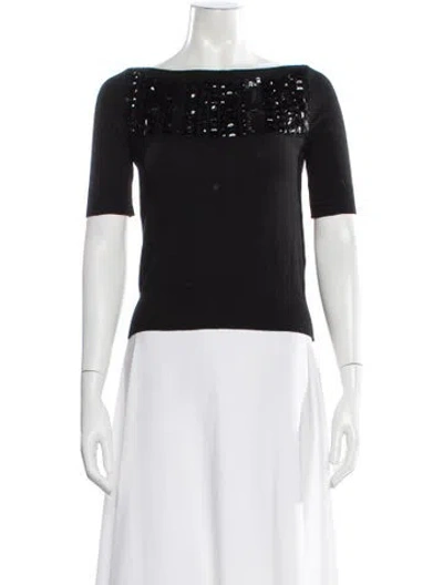 Pre-owned Blumarine Wool Bateau Neckline Top In Black