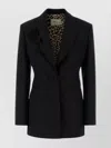 Blumarine Wool Blazer Flower Detail In Black