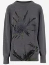Blumarine Wool Blend Sweater With Rhinestones In Gray