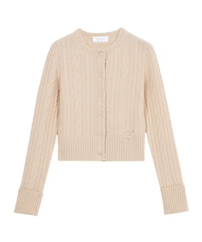 Blumarine Wool Cashmere Cardigan In Nude