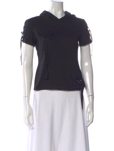 Pre-owned Blumarine Wool Crew Neck Hoodie In Black