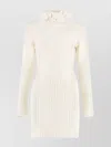 Blumarine Wool Dress With Stand Up Collar In Beige