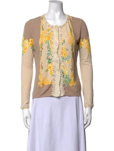 Pre-owned Blumarine Wool Floral Print Sweater In Neutrals