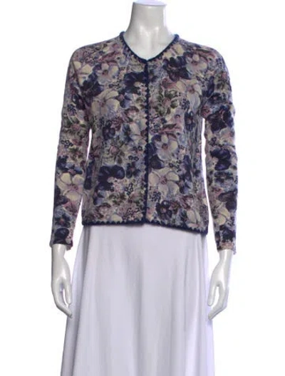 Pre-owned Blumarine Wool Floral Print Sweater In White