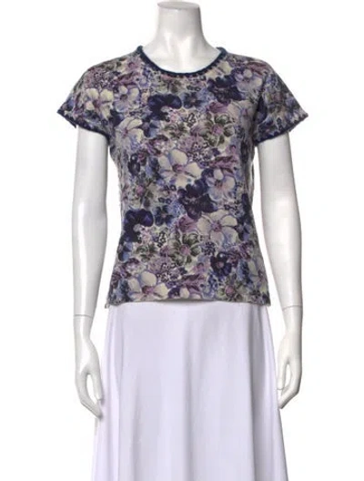 Pre-owned Blumarine Wool Floral Print Top In Multicolor