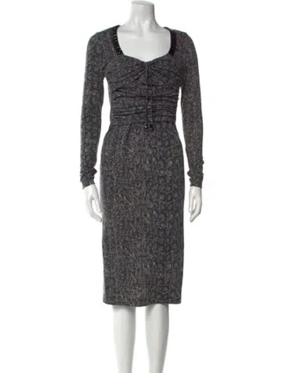 Pre-owned Blumarine Wool Midi Length Dress In Gray
