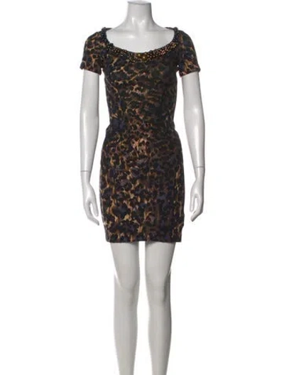Pre-owned Blumarine Wool Mini Dress In Black