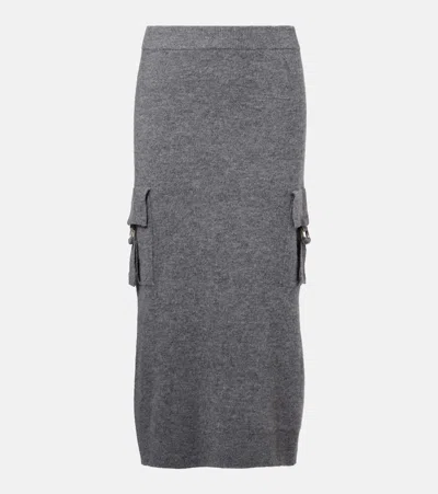 Blumarine Wool Pencil Skirt In Gray