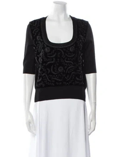 Pre-owned Blumarine Wool Printed Sweater In Black