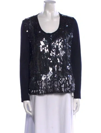 Pre-owned Blumarine Wool Scoop Neck Top In Blue