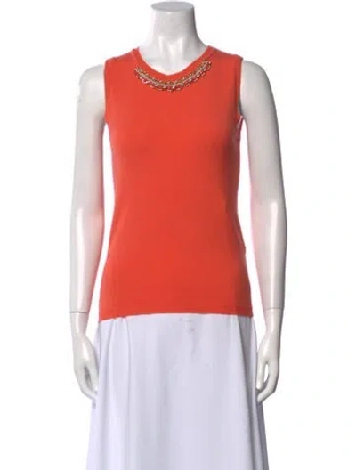 Pre-owned Blumarine Wool Scoop Neck Top In Orange