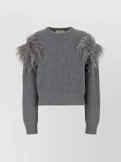BLUMARINE WOOL SWEATER FEATHER DETAIL