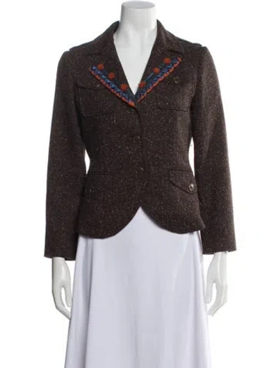 Pre-owned Blumarine Wool Tweed Pattern Blazer In Brown
