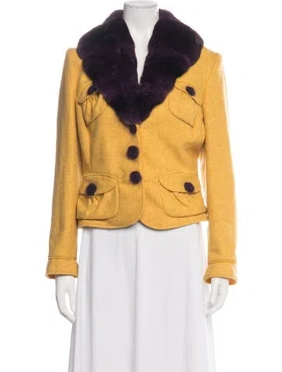 Pre-owned Blumarine Wool Tweed Pattern Jacket In Yellow