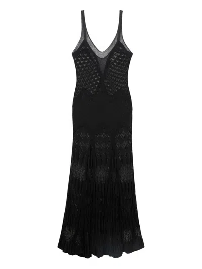 Blumarine Worked Cotton Dress In Black