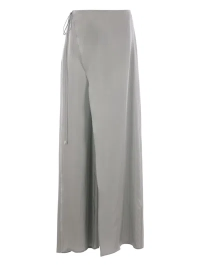 Blumarine Wrap-detail Trousers In Grey