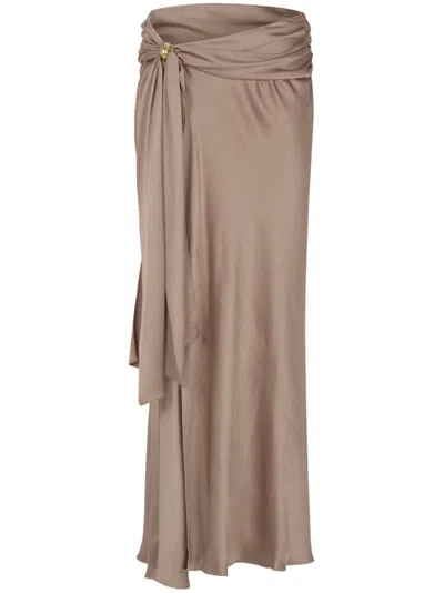 Blumarine Wrapped Maxi Skirt In Neutrals