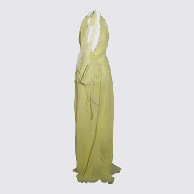 Blumarine Yellow Silk Dress In Sunlight Yellow