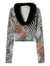 Blumarine Zebra-pattern Cardigan In White