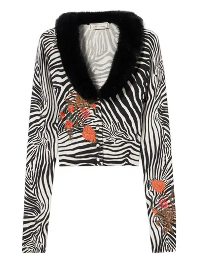 Blumarine Zebra-pattern Cardigan In White