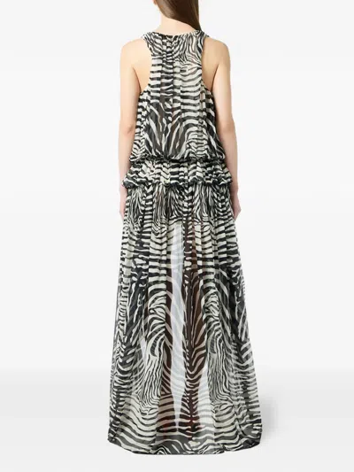 Blumarine Zebra-print Asymmetric Dress In Black