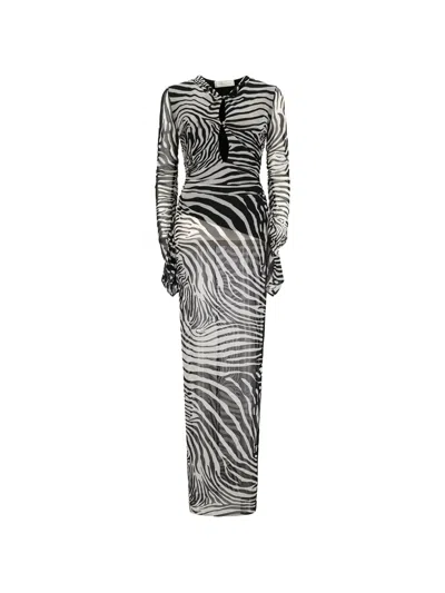 Blumarine Zebra-print Dress In Gray