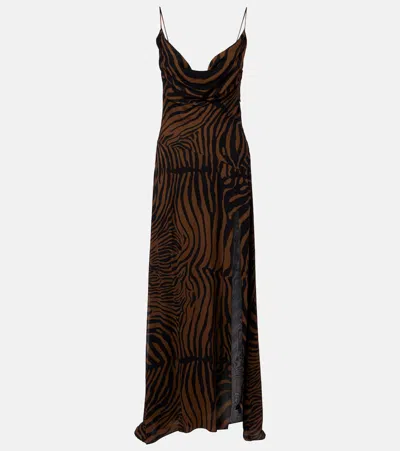 Blumarine Zebra-print Maxi Dress In Brown