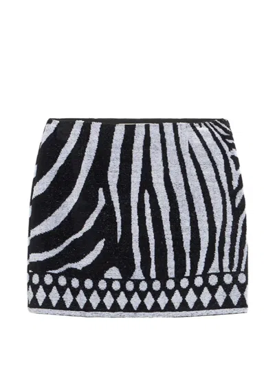 Blumarine Zebra-print Mini Skirt In Black