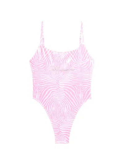 Blumarine Zebra-print Swimsuit In Pink