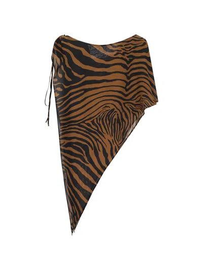 Blumarine Zebra-print Top In Brown