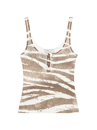 Blumarine Zebra-print Top In White