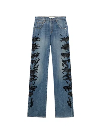 Blumarine Zebra-embroidered Regular-fit Jeans In Multi