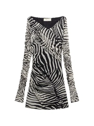 Blumarine Zebra-print Fitted Dress In Black