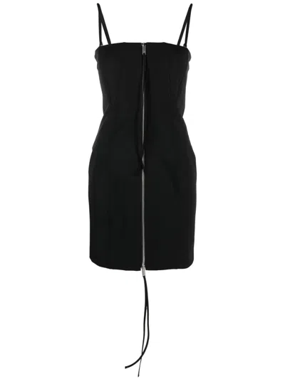 Blumarine Zip-up Sleeveless Mini Dress In Black